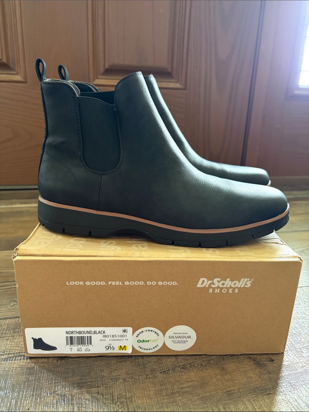 Dr. Scholl's Women’s Black Chelsea Ankle Boots with Tan Accent Size 9.5 - Picture 9 of 10